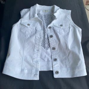 mudd brand white jean jacket vest